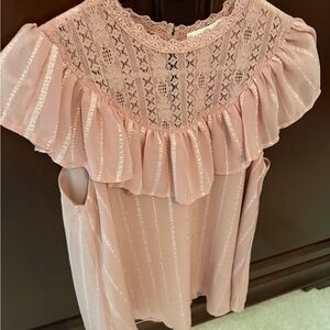 Elegant Pink Lace Ruffle Top
